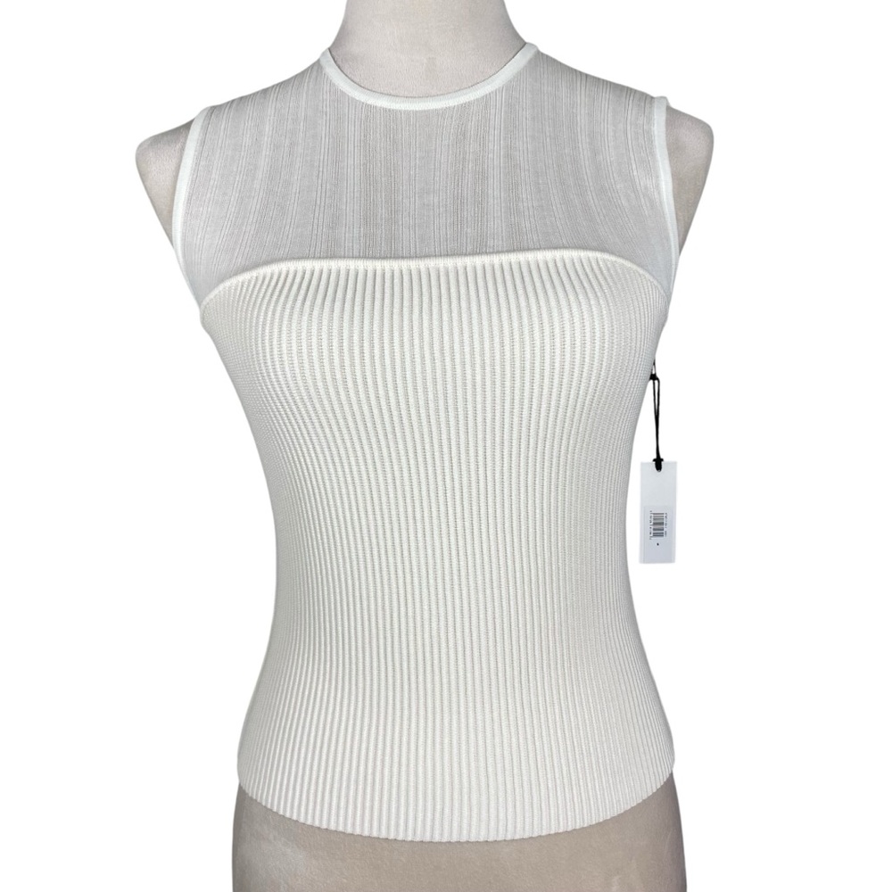 Banana Republic Womens Sweater Tank Top Size Small Semi-Sheer Ribbed Ivory